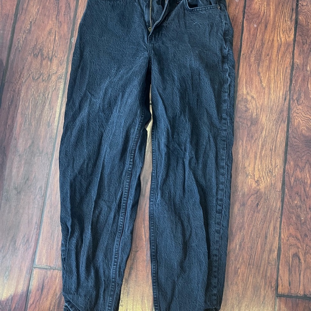 Abercrombie & Fitch Tapered Loose High Rise Curve Love Black Jeans